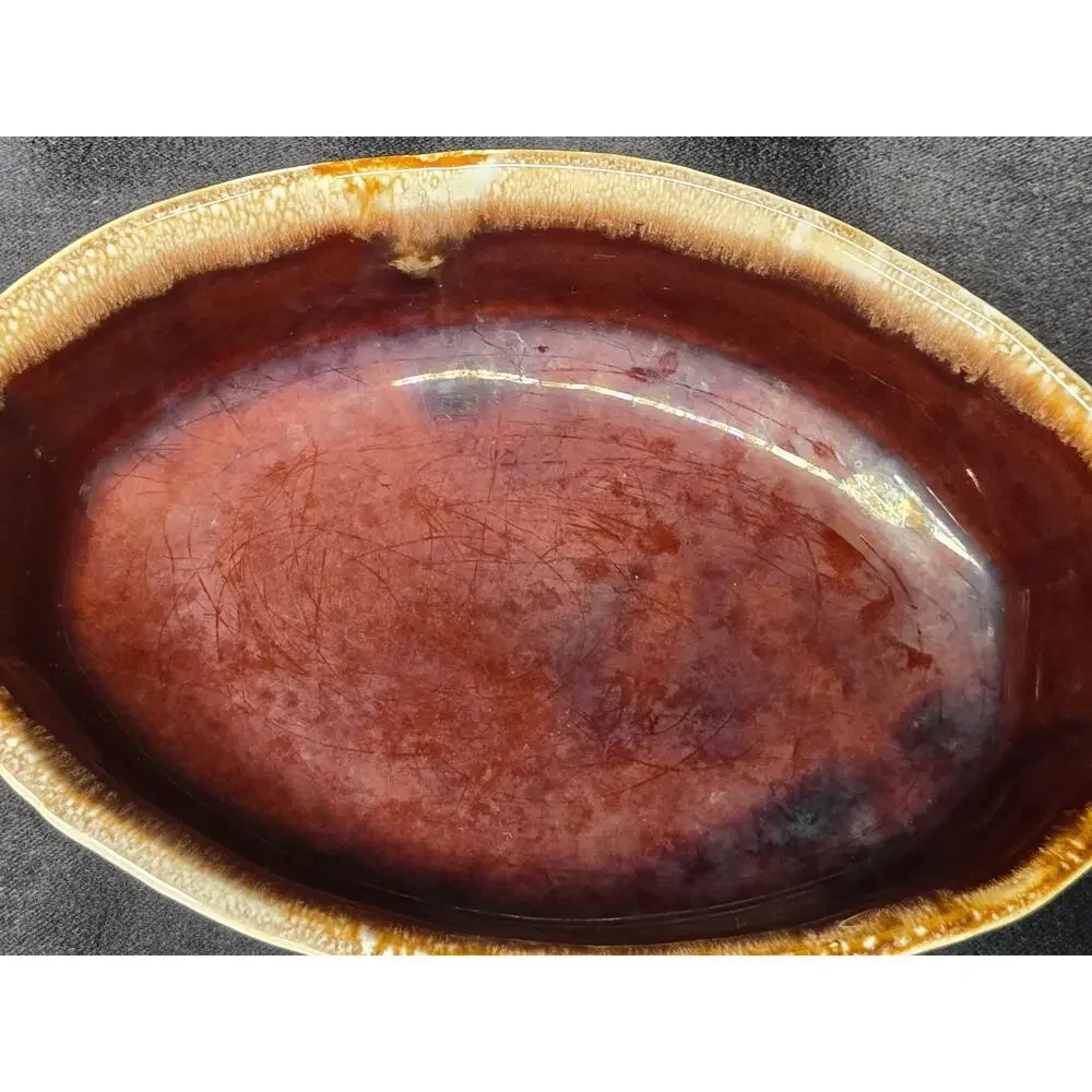 McCoy Pottery Oven Proof Brown Drip Oval Appetizer Veggie Serving Bowl 7071 USA
